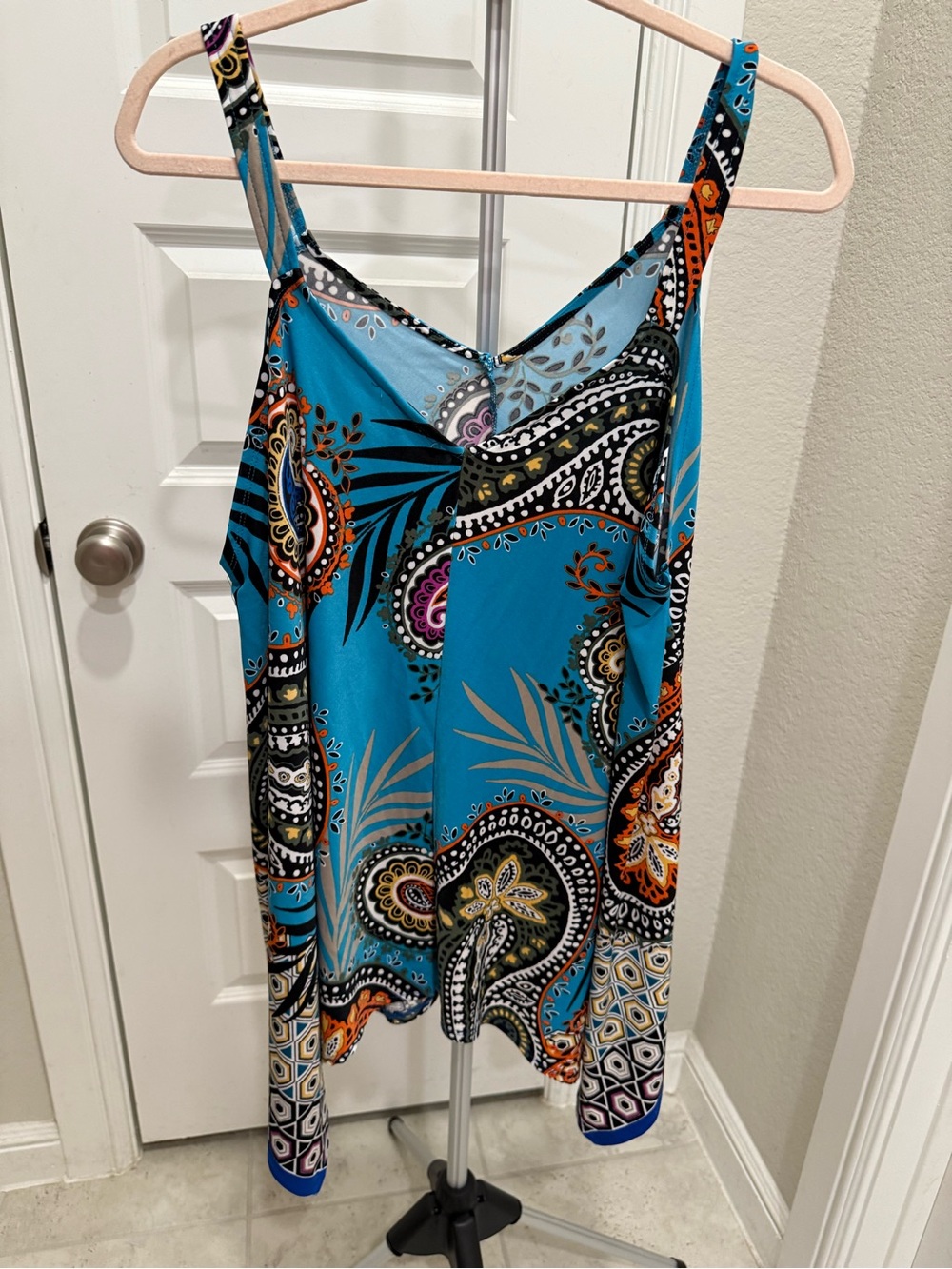 Melissa Paige Blue and Orange Printed Blouse